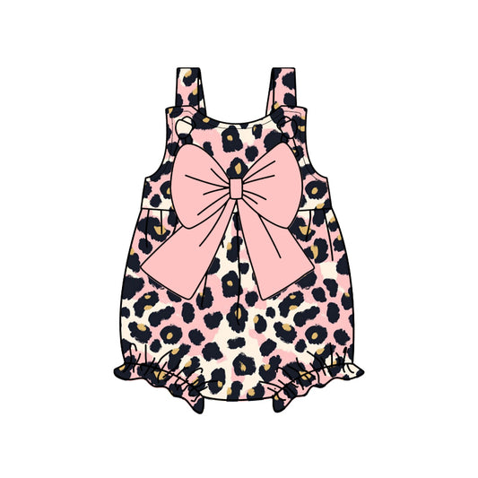 (Pre-order)SR2757 Pink Leopard Print Baby Girls Summer Romper