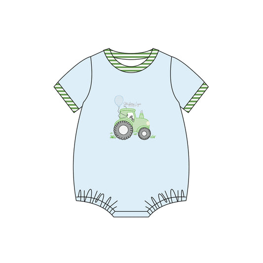 (Pre-order)SR2767 Tractor Print Baby Boys Summer Romper