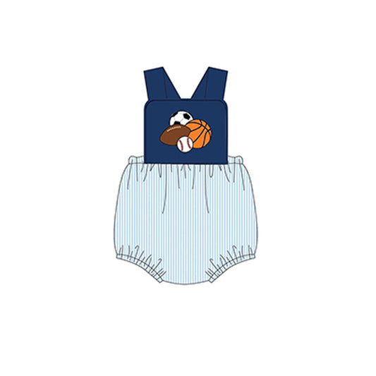 (Pre-order)SR2769 Ball Stripes Print Baby Boys Summer Romper