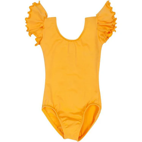 (Pre-order)SR2797 Mustard Color Flutter Sleeve Girls Summer Leotard
