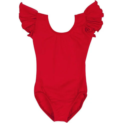 (Pre-order)SR2799 Red Color Flutter Sleeve Girls Summer Leotard