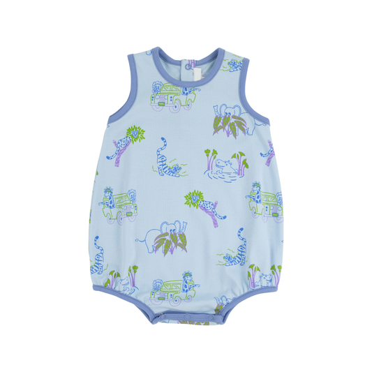 (Pre-order)SR2819  Animals Blue Print Baby Boys Summer Romper