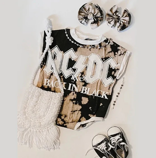 (Pre-order)SR2841  Singer ACDC Print Baby Summer Romper