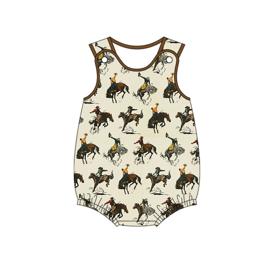(Pre-order)SR2848  Cowboy Print Baby Boys Summer Romper