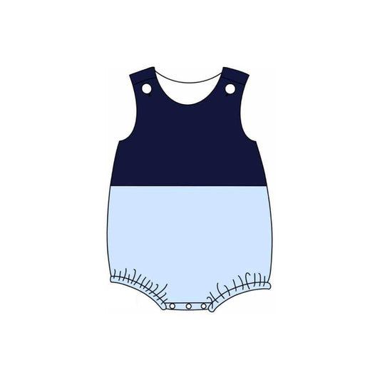 (Pre-order)SR2853  Navy Blue Color Print Baby Boys Summer Romper