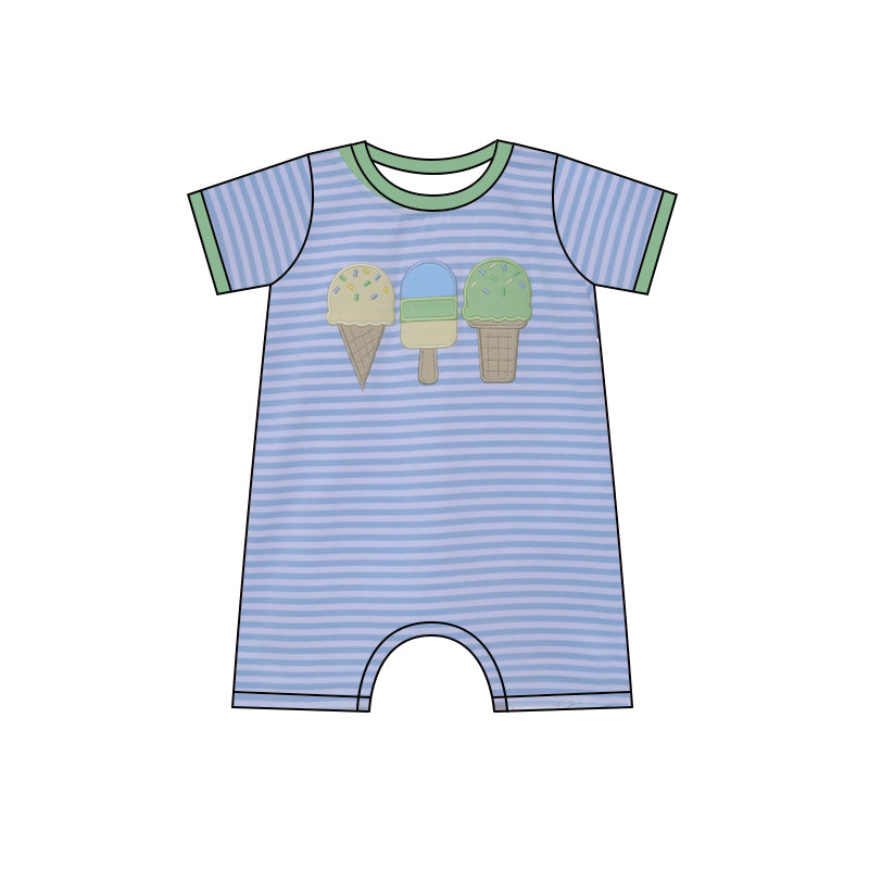 (Pre-order)SR2908  Popsicle Stripes Print Baby Boys Summer Romper
