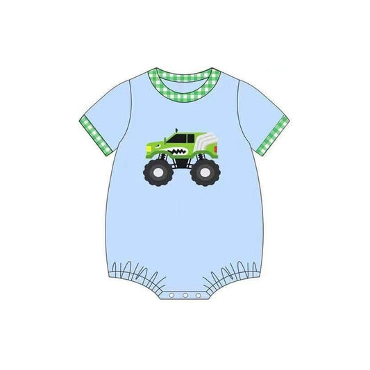 (Pre-order)SR2937 Monster Trunks Blue Print Baby Boys Summer Romper