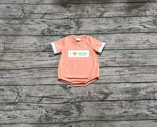 (Pre-order)SR2949 I LOVE MOM Orange Print Baby Boys Summer Romper