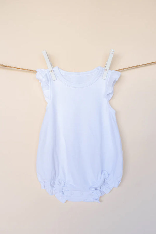 (Pre-order)SR2995 White Color Baby Girls Summer Bubble Romper