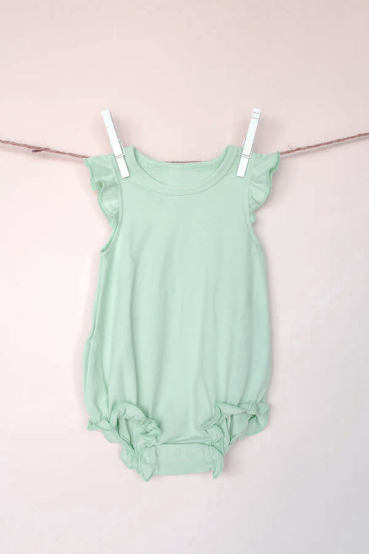 (Pre-order)SR2996 Green Color Baby Girls Summer Bubble Romper