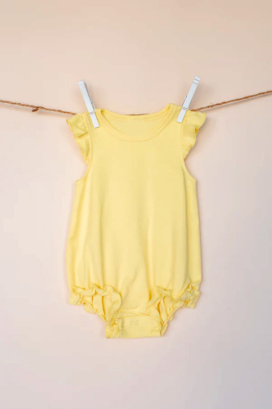 (Pre-order)SR2997 Yellow Color Baby Girls Summer Bubble Romper