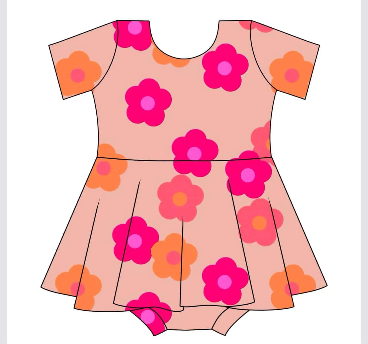 (Pre-order)SR3004 Hot Pink Flowers Print Baby Girls Summer Big Ruffle Romper
