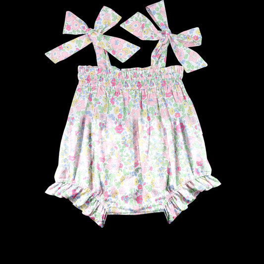 (Pre-order)SR3008 Colorful Small Flowers Print Baby Girls Summer Strap Romper