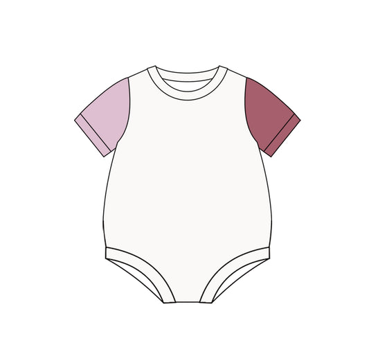 (Pre-order)SR3014 White Color Raglan Sleeves Baby Summer Bubble Romper