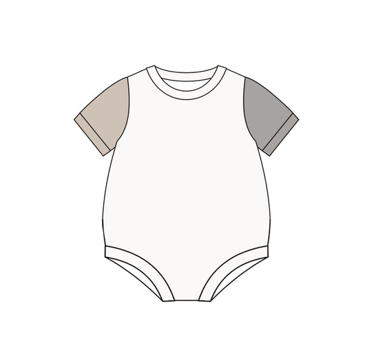 (Pre-order)SR3016 White Color Raglan Sleeves Baby Summer Bubble Romper