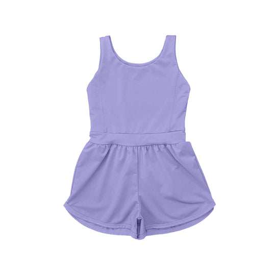 (Pre-order)SR30210 Purple Color Girls Summer Yoga Jumpsuits