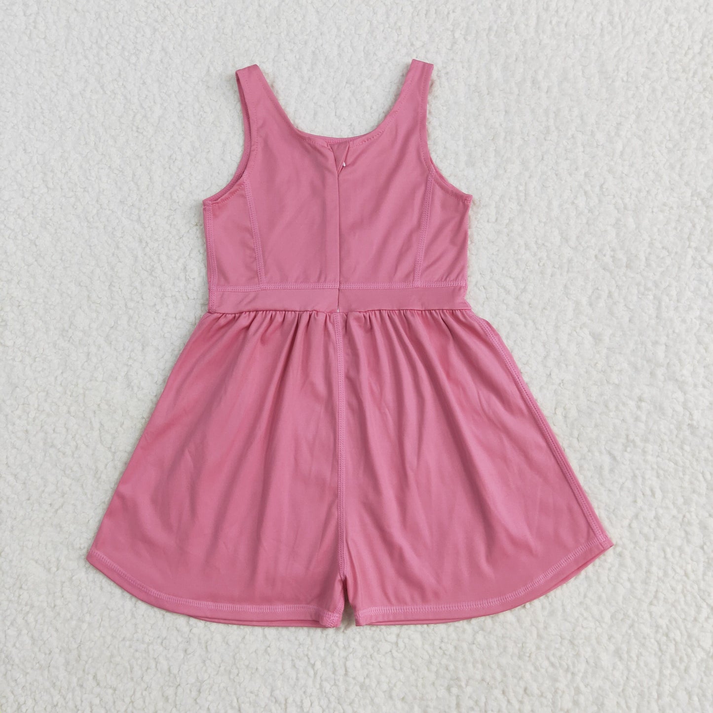 SR3024 Dark Pink Color Girls Summer Zipper Yoga Jumpsuits