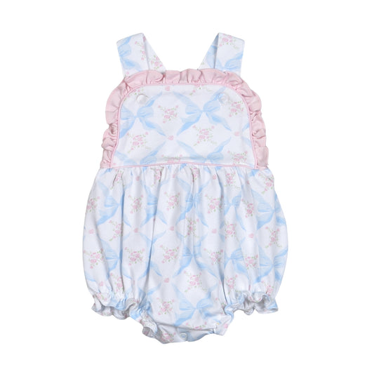 (Pre-order)SR3031 Flowers Bows Print Baby Girls Summer Romper