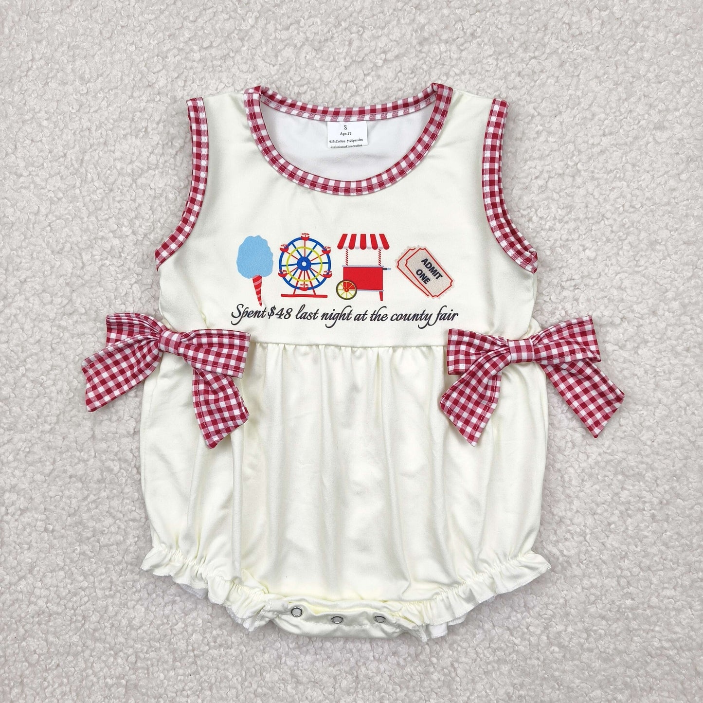 SR3037 County Fair Print Baby Girls Summer Romper