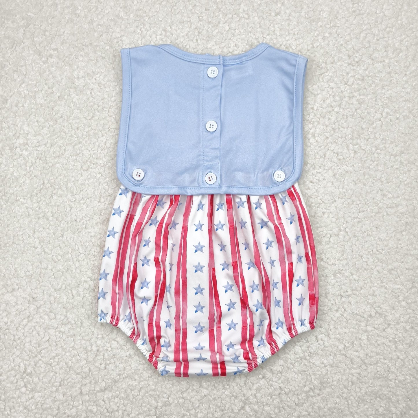 SR3049 Flag Stars Print Baby Boys 4th of July Romper