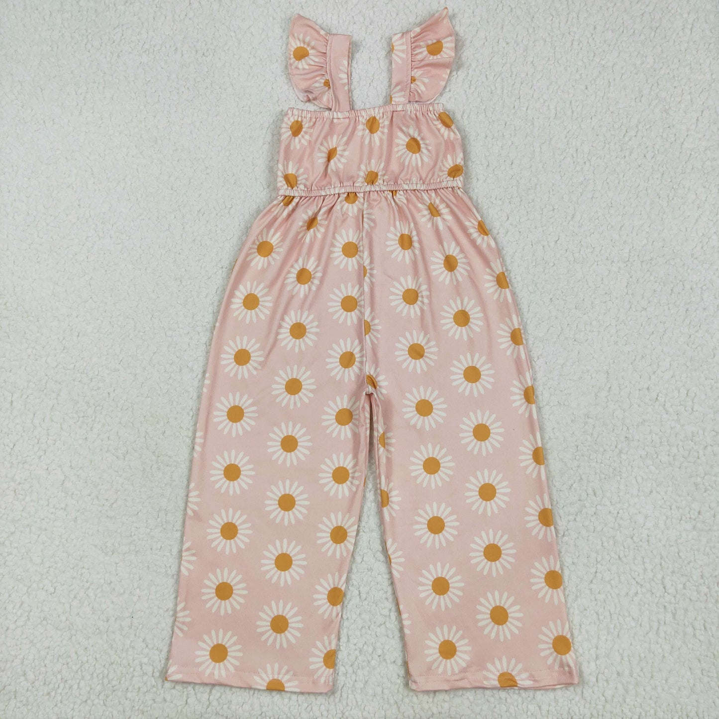 SR3052 Pink Flowers Print Girls Summer Jumpsuits