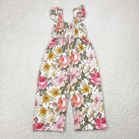 SR3053 Big Flowers Print Girls Summer Jumpsuits