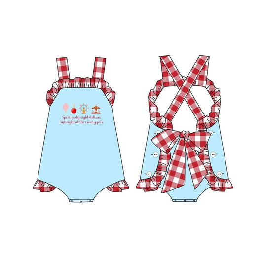 (Split Order Preorder) Deadline Aug 26 County Fair Blue Print Baby Girls Summer Romper