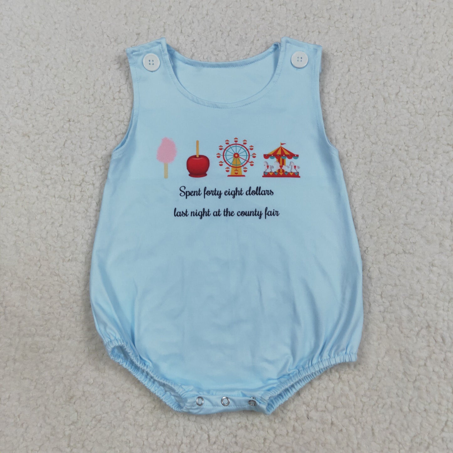 SR3056 County Fair Blue Print Baby Boys Summer Romper