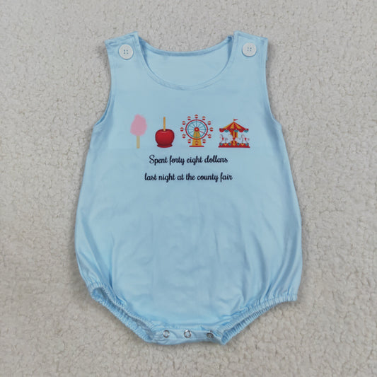 SR3056 County Fair Blue Print Baby Boys Summer Romper