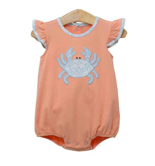(Pre-order)SR3057 Crab Orange Print Baby Girls Summer Romper