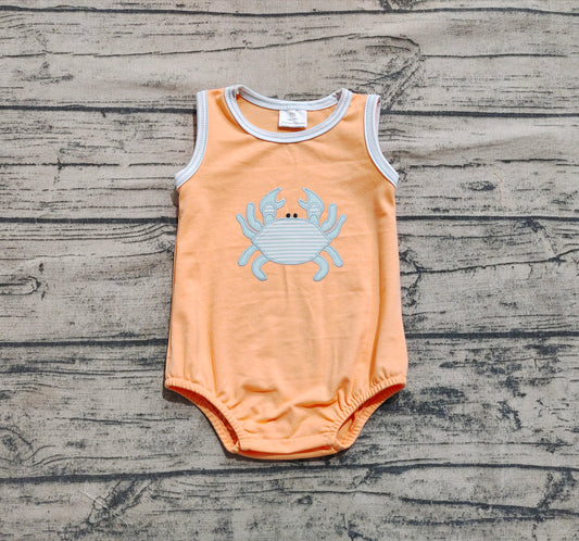 (Pre-order)SR3058 Crab Orange Print Baby Boys Summer Romper