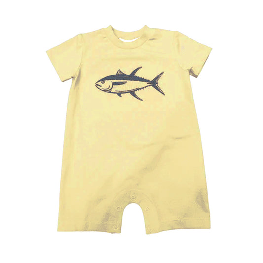 (Pre-order)SR3080 Fish Yellow Print Baby Boys Summer Romper