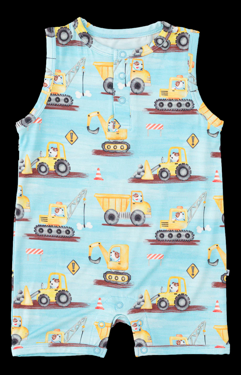 (Pre-order)SR3085 Construction Trucks Print Baby Boys Summer Romper