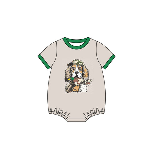 (Pre-order)SR3091 Dog Duck Hunting Print Baby Boys Summer Romper