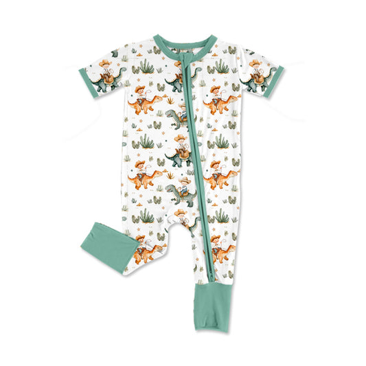 (Pre-order)SR3097 Cowboy Cactus Print Baby Boys Zipper Sleeper Romper