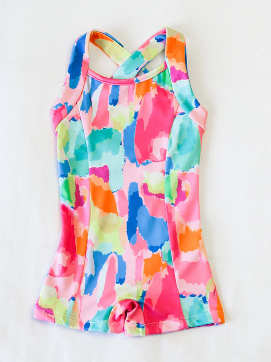 (Pre-order)SR3134 Tie-dye Print Girls Summer Yoga Jumpsuits