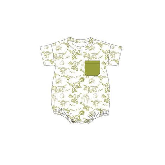 (Pre-order)SR3136 Dino Print Pocket Baby Boys Summer Romper