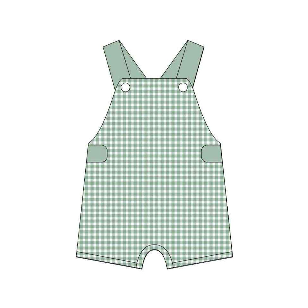 (Pre-order)SR3150 Green Plaid Print Baby Boys Romper