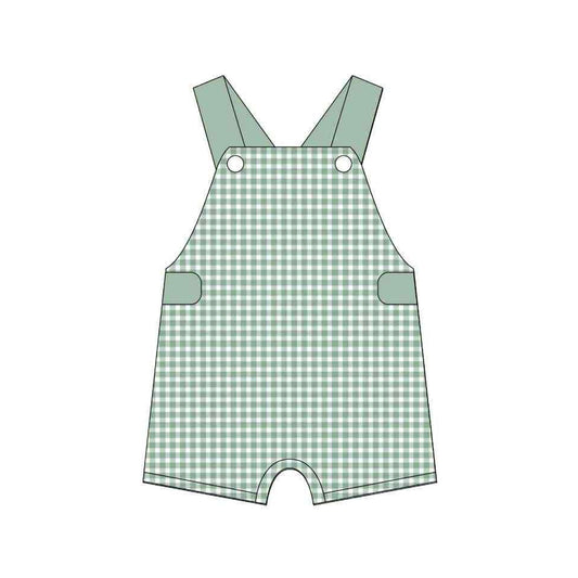 (Pre-order)SR3150 Green Plaid Print Baby Boys Romper