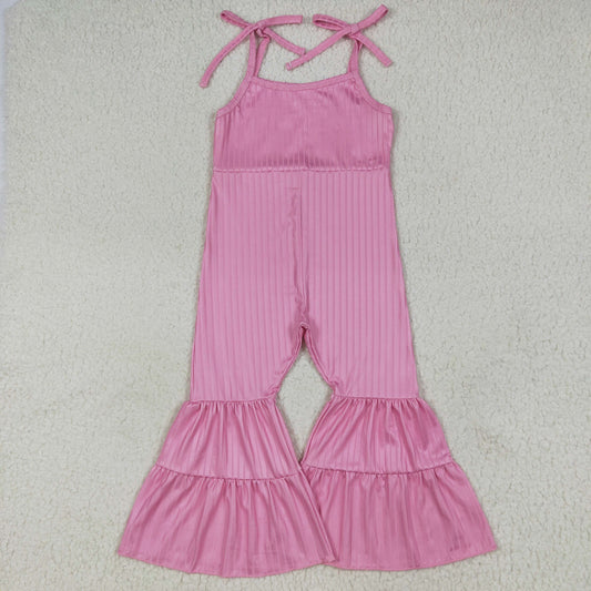 SR3156 Pink Color Girls Summer Strap Ribbed Jumpsuits