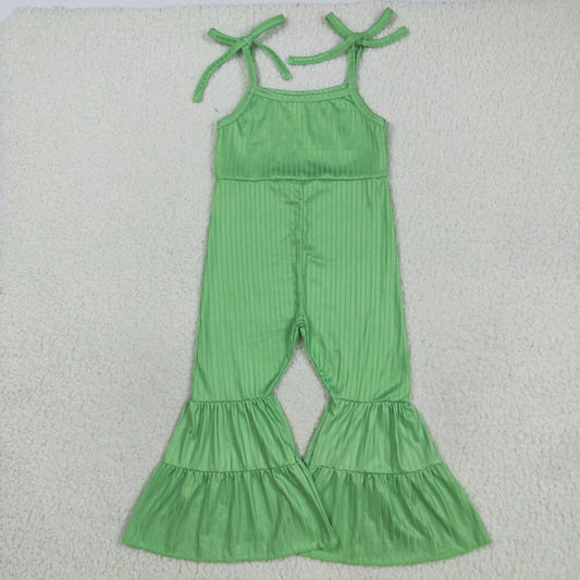 SR3160 Green Color Girls Summer Strap Ribbed Jumpsuits