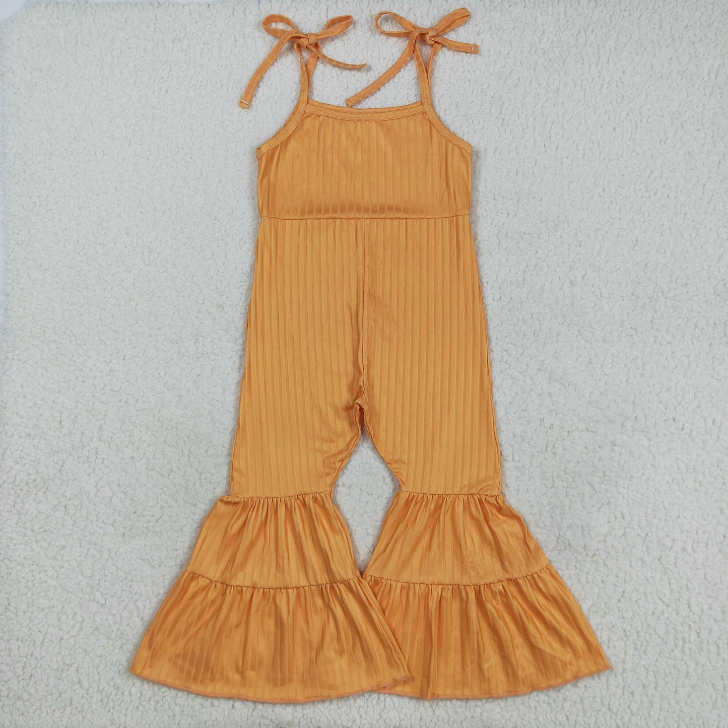 SR3162 Orange Color Girls Summer Strap Ribbed Jumpsuits