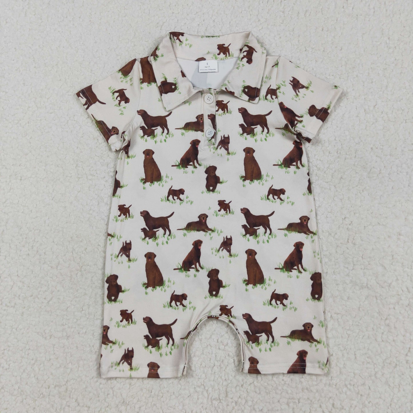SR3174 Dog Print Baby Boys Summer Romper