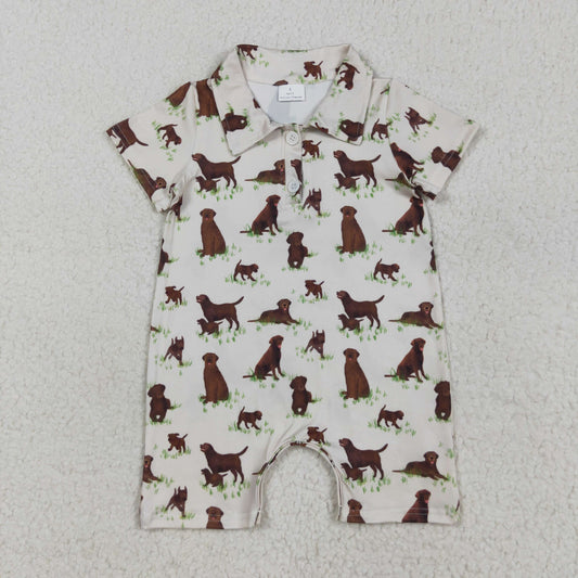 SR3174 Dog Print Baby Boys Summer Romper