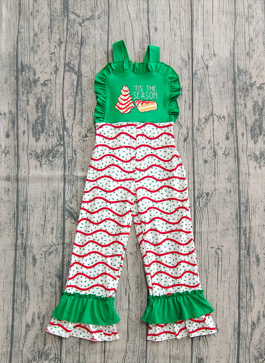 (Pre-order)SR3178 Debbie Cake Print Girls Christmas Jumpsuits