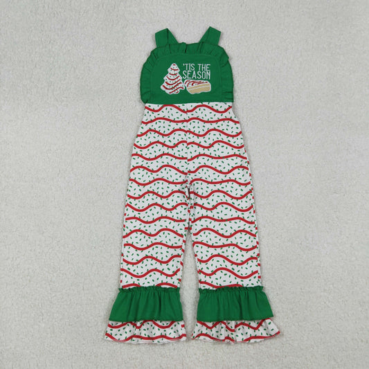 SR3178 Season Debbie Cake Embroidery Girls Christmas Jumpsuits