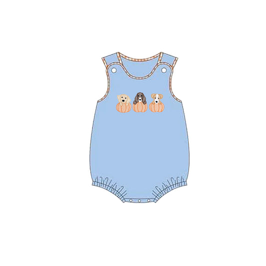 (Pre-order)SR3190 Dog Pumpkin Blue Print Baby Boys Romper
