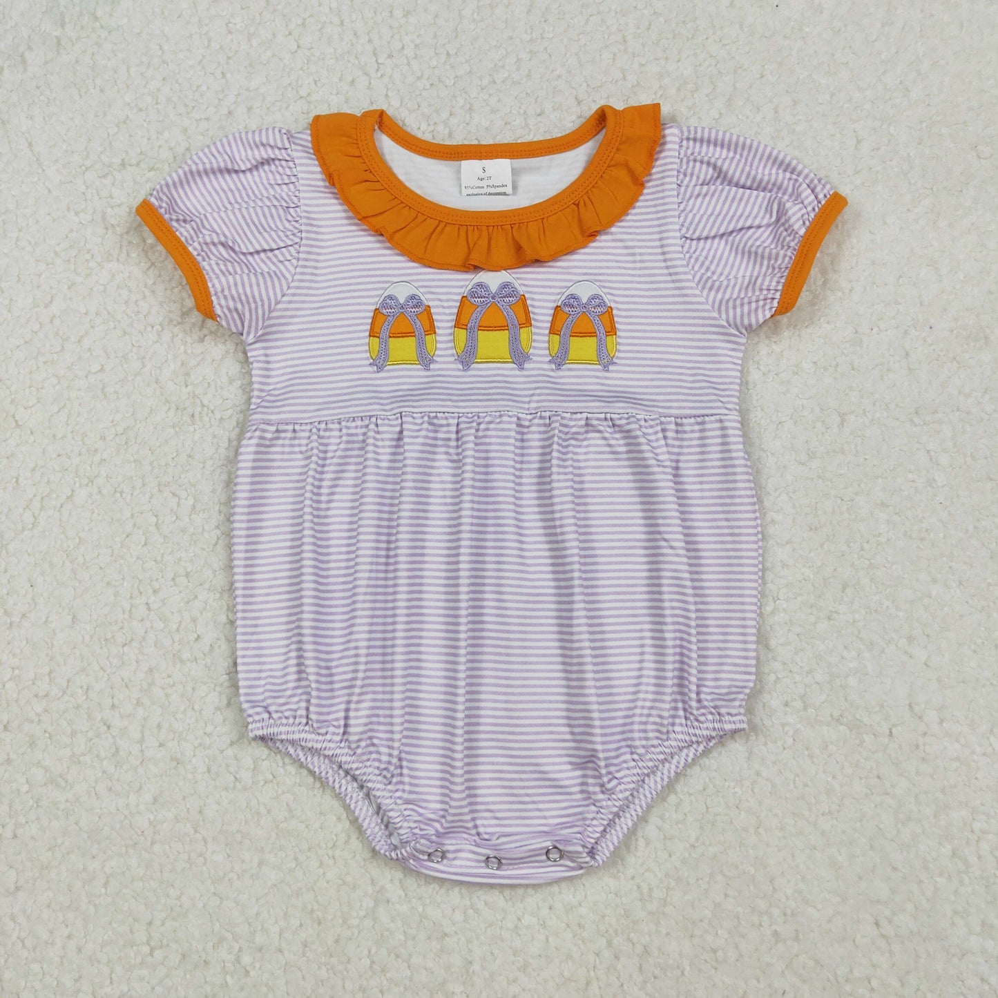 Candy Bows Embroidery Stripes Print Girls Halloween Clothes Sisters Matching Wear