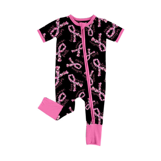 (Pre-order)SR3210 Small Flowers Pink Print Baby Girls Fall Zipper Sleeper Romper