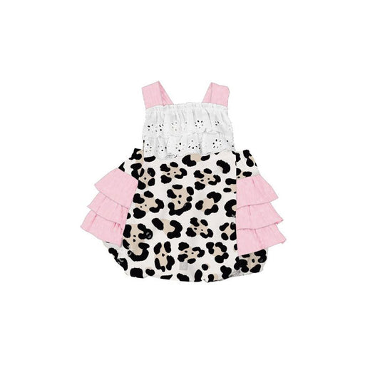 (Pre-order)SR3216 Leopard Print Baby Girls Bubble Romper